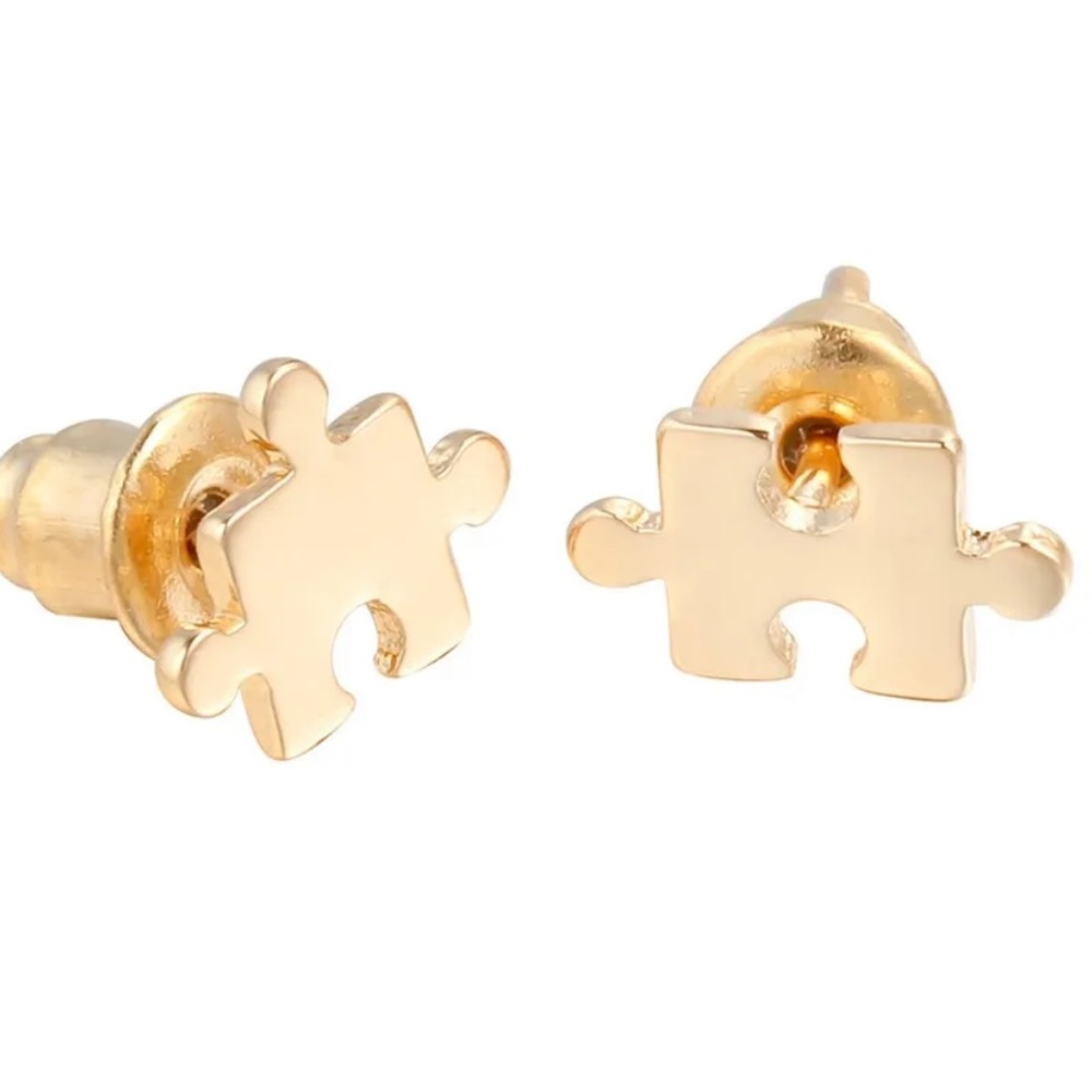 Super cute tiny gold autism awareness earrings nwt